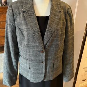 Calvin Klein Black and Gray Plaid Blazer